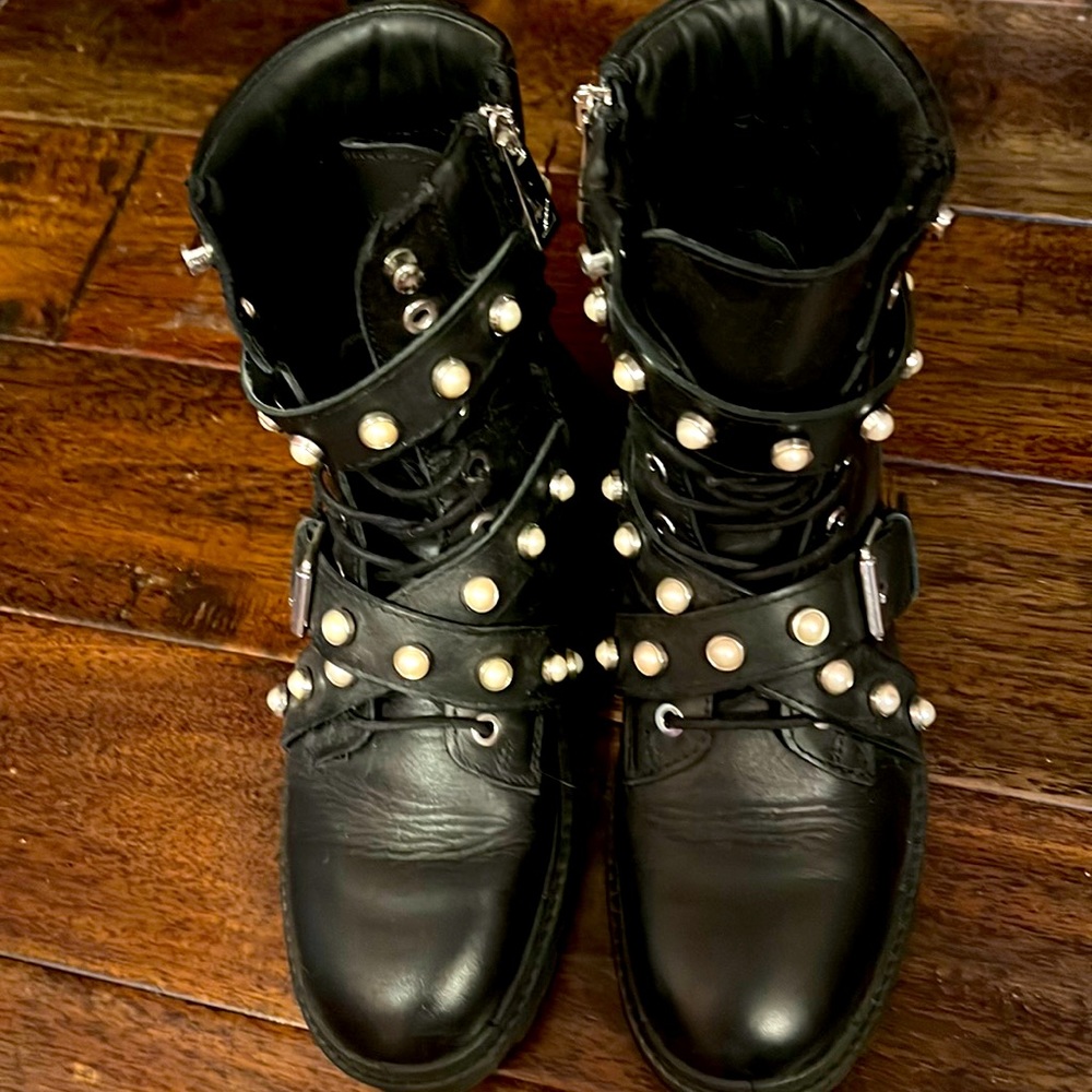 Zara Pearl Combat Boots